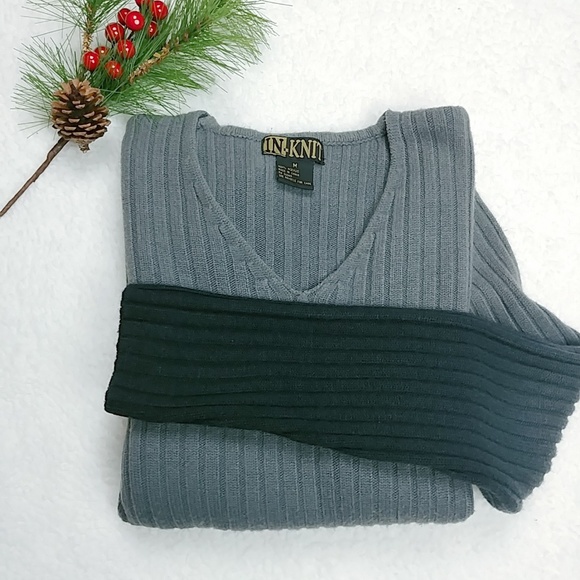 Vintage Grey Ombre Knit Long Sleeve Sweater - Picture 2 of 8